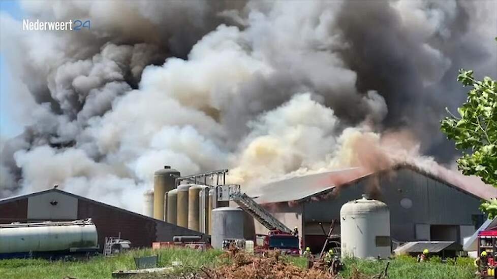 Zeer grote brand varkensstal Bloemerstraat Nederweert. Nederweert24.nl