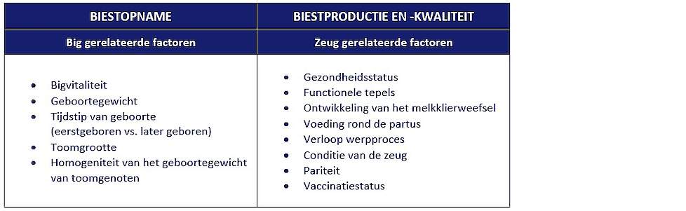 Factoren die biestopname, biestproductie en biestkwaliteit beïnvloeden