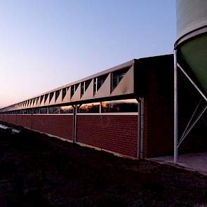 De stal is 96 meter lang en 45 meter breed. De luchtinlaat is via de zijgevels. Er komen nog rolgordijnen, zodat betere sturing mogelijk is. Een lichtstraat van dubbelglas aan beide zijdes van de stal zorgt voor voldoende lichtinval in de stal.